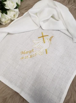 Lange tissu de baptême - Personnalisable Blanc