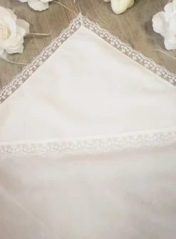 Linge lange carré dentelle fine Anaé - Personnalisable Blanc