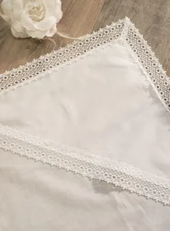 Linge lange carré dentelle large Blanc