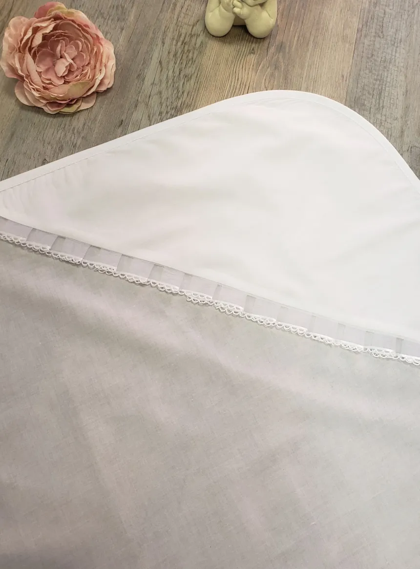 Linge lange carré froufrou organza Ellie Blanc