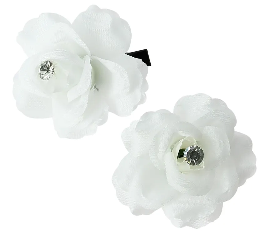 Lot de 2 barrettes fleurs blanches Blanc