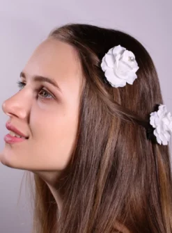 Lot de 2 barrettes fleurs blanches Blanc