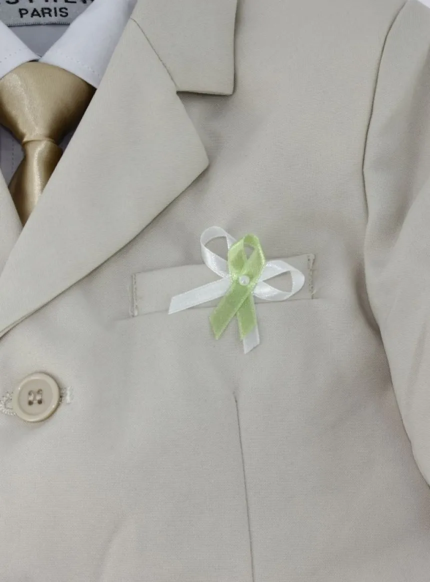 Lot de 20 boutonnières noeud satin perle