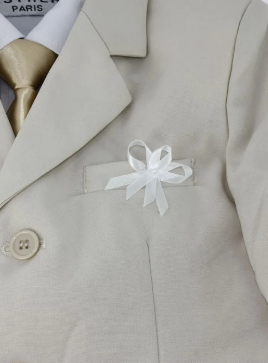 Lot de 20 boutonnières noeud satin perle