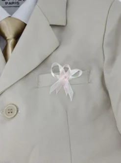 Lot de 20 boutonnières noeud satin perle