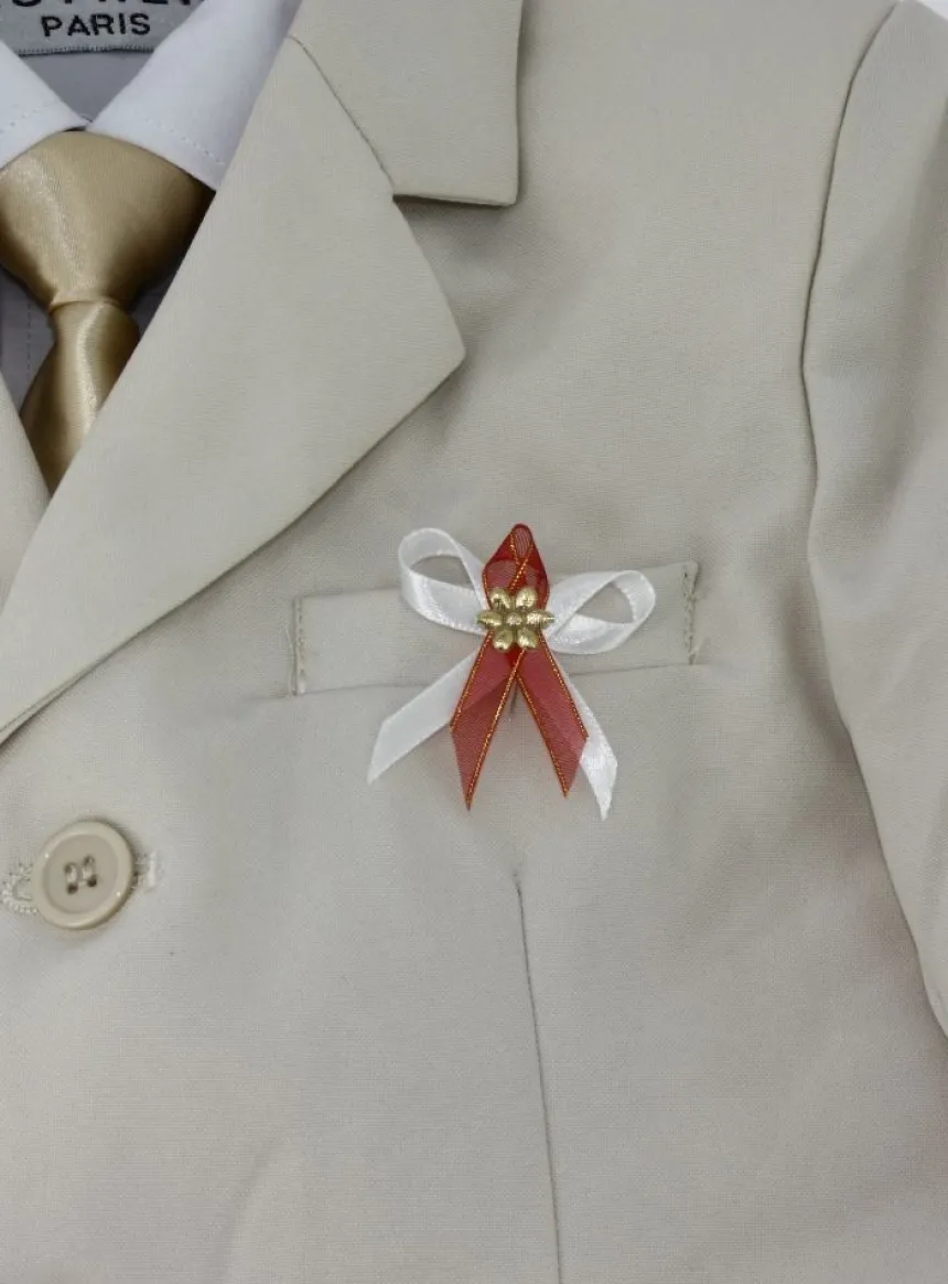Lot de 20 boutonnières noeud satin et fleur