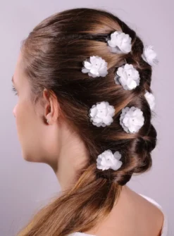 Lot de 10 fleurs blanches à piquer Blanc
