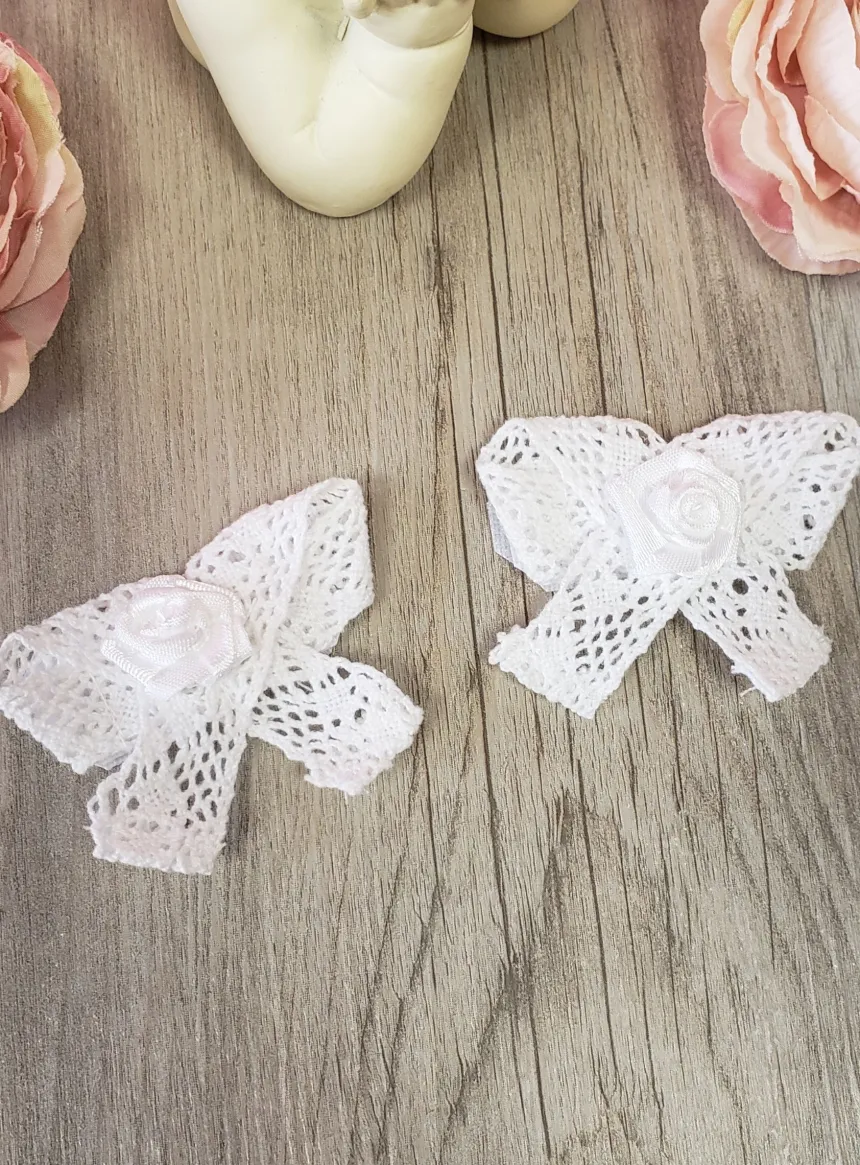 Lot de 2 noeuds dentelle coton Blanc
