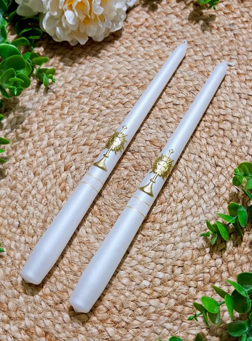Lot de 2 petits cierges chrétiens