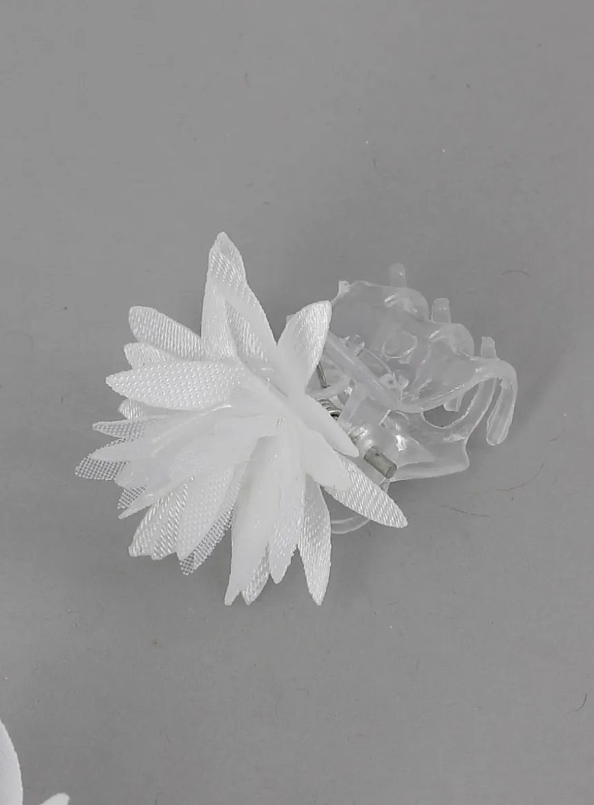 Lot de 5 pinces crabes fleur blanche Blanc