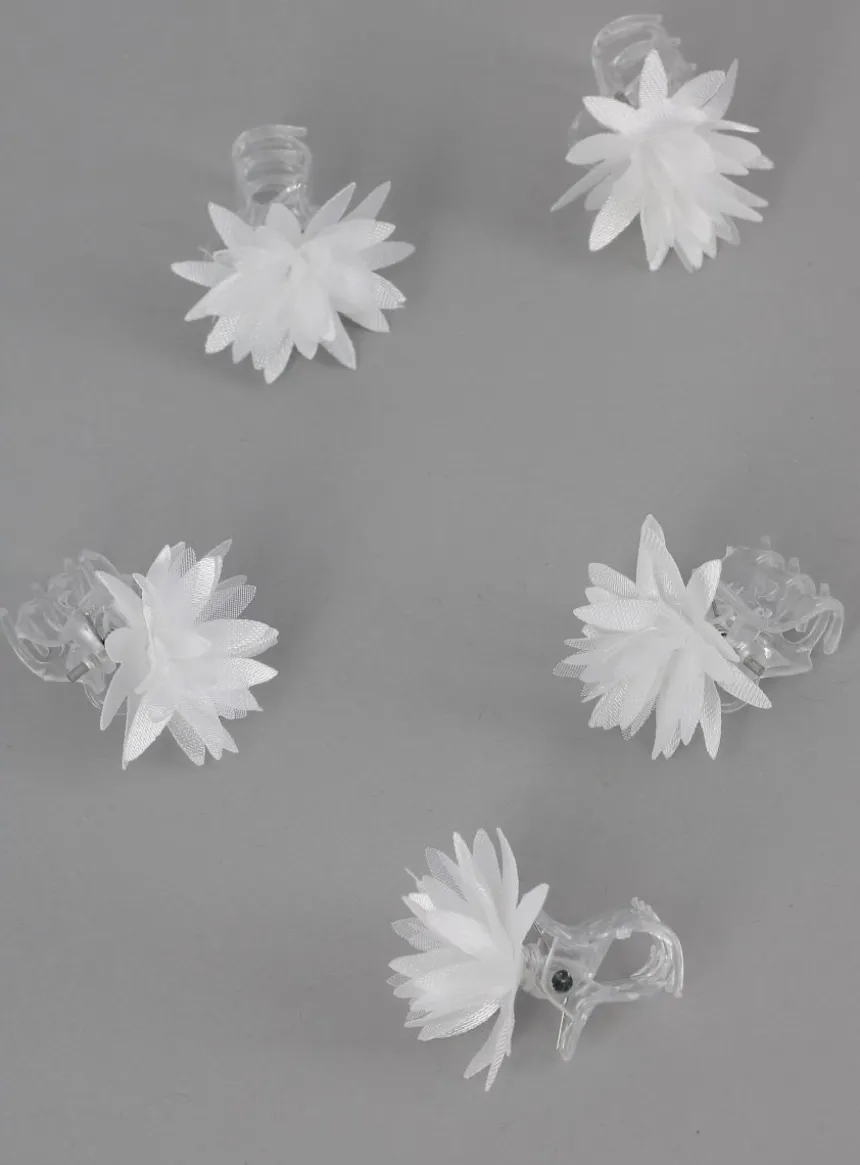 Lot de 5 pinces crabes fleur blanche Blanc