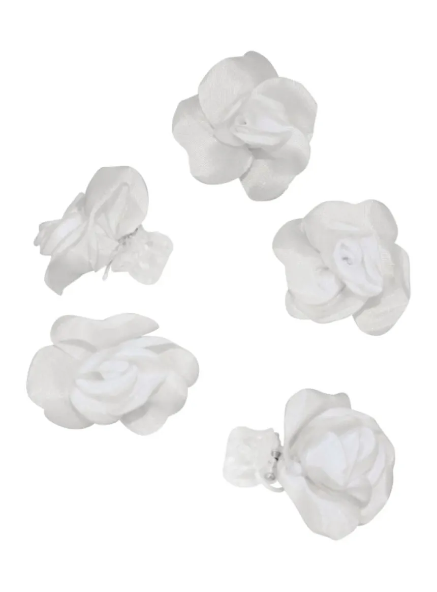 Lot de 5 pinces crabes fleurs Blanc
