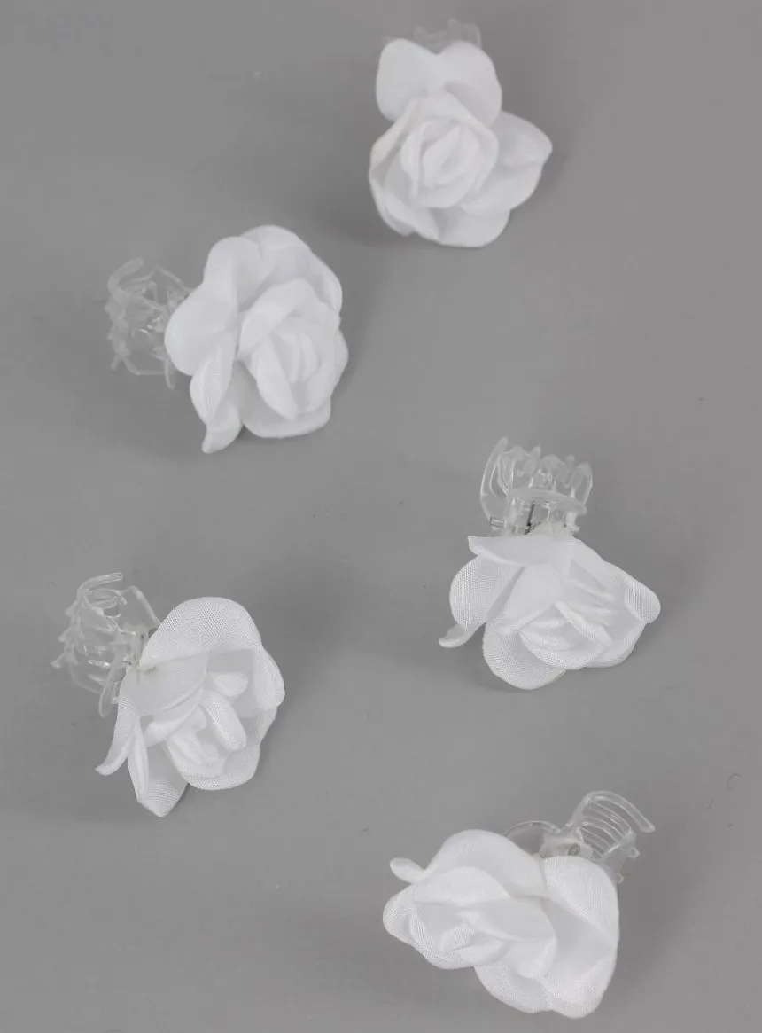 Lot de 5 pinces crabes fleurs Blanc