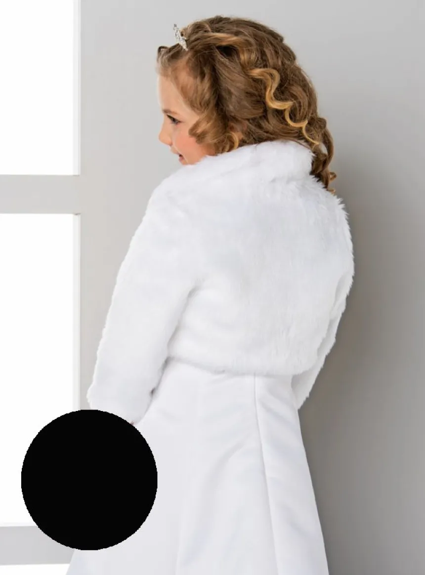Manteau enfant fausse fourrure manches 3/4