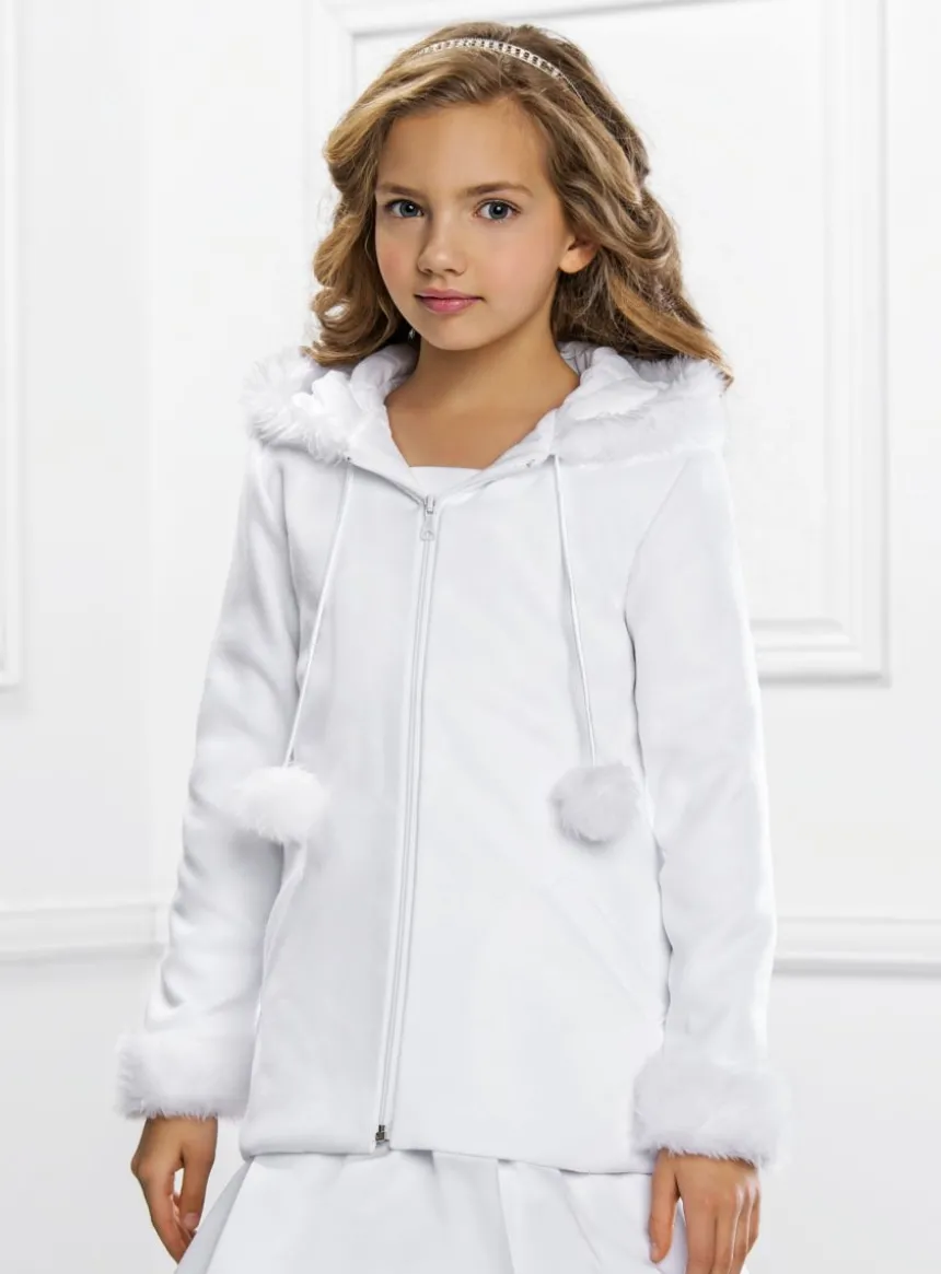 Manteau fille avec pompons
