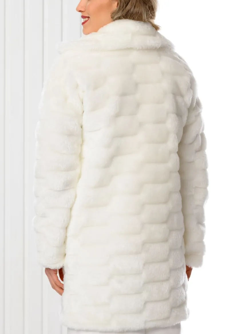 Manteau long fausse fourrure femme