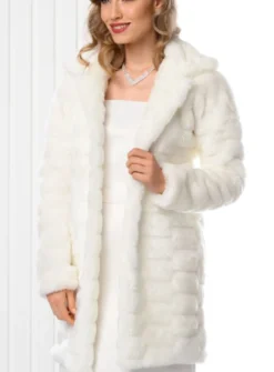 Manteau long fausse fourrure femme