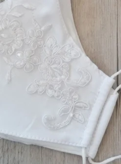 Masque dentelle perlée Blanc