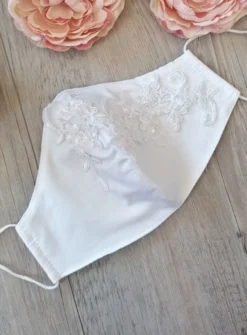 Masque dentelle perlée Blanc