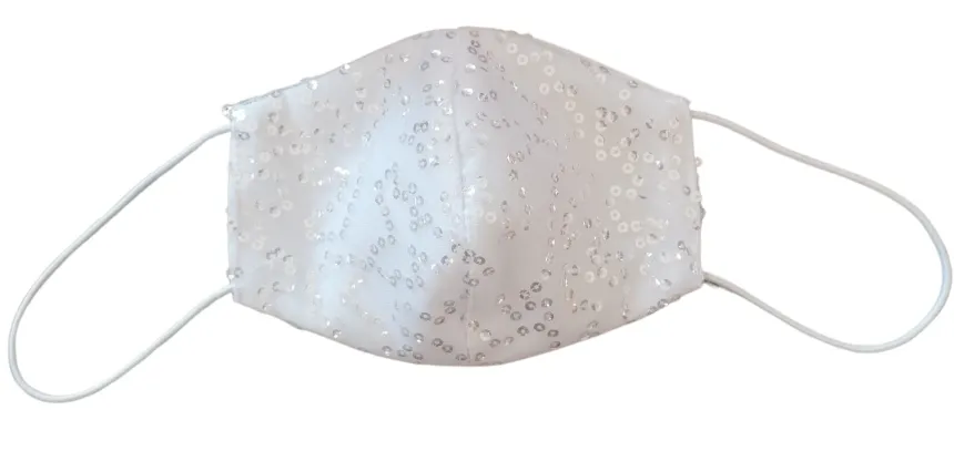 Masque tissu et sequins Blanc