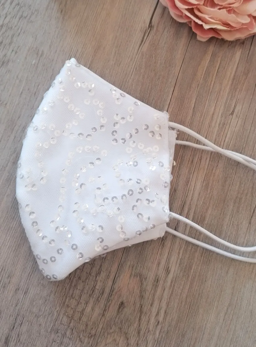 Masque tissu et sequins Blanc