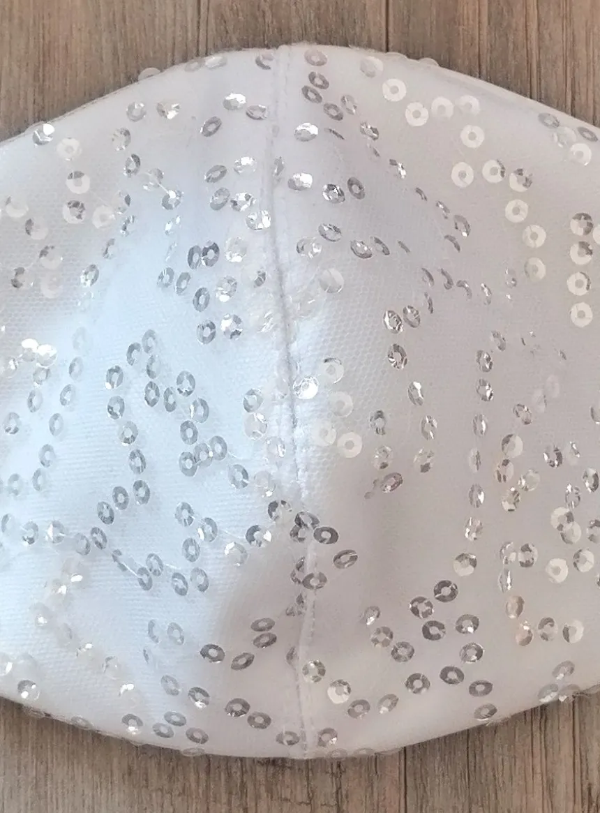 Masque tissu et sequins Blanc