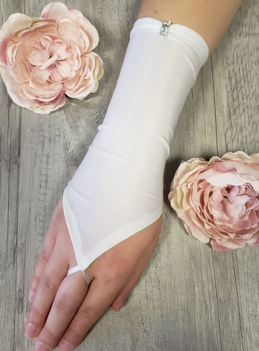 Mitaines de cérémonie pour fille avec strass