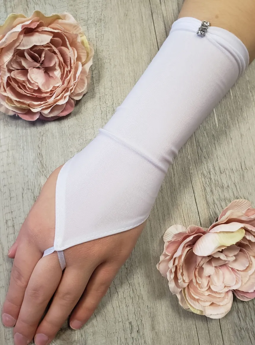 Mitaines de cérémonie pour fille avec strass