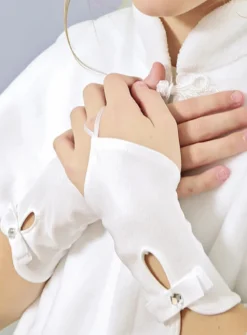 Mitaines enfant petit noeud Blanc