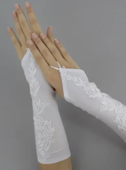 Mitaines mariage femme mi-long dentelle florale
