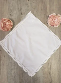 Mouchoir blanc coton et dentelle vintage Blanc