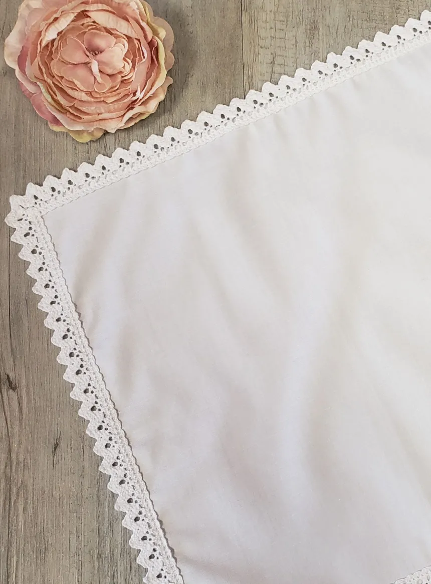 Mouchoir blanc coton et dentelle vintage Blanc
