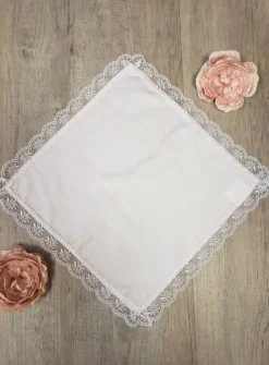 Mouchoir blanc coton et dentelle - Personnalisable Blanc