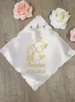 Mouchoir de baptême - Personnalisable Blanc