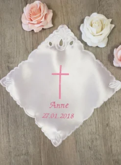 Mouchoir de baptême - Personnalisable Blanc