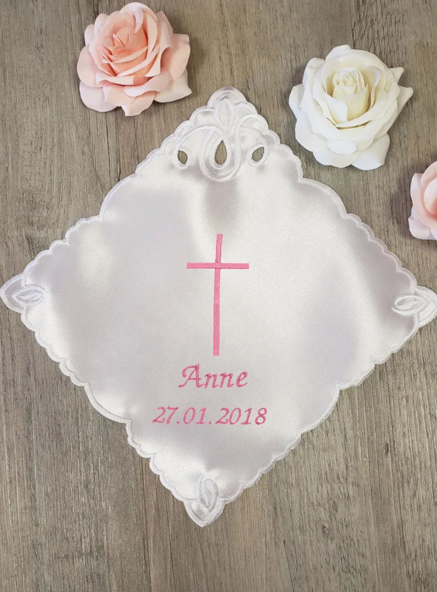 Mouchoir de baptême - Personnalisable Blanc