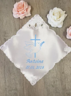 Mouchoir de baptême - Personnalisable Blanc