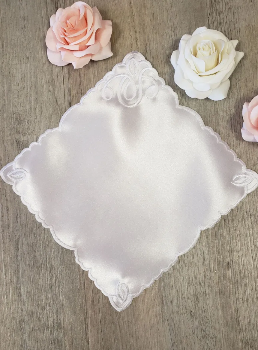 Mouchoir de baptême - Personnalisable Blanc