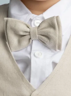 Noeud papillon bébé lin beige Pierre