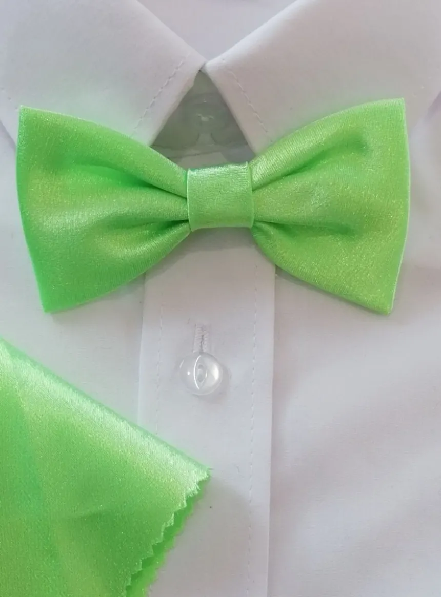 Noeud papillon enfant + pochette vert anis