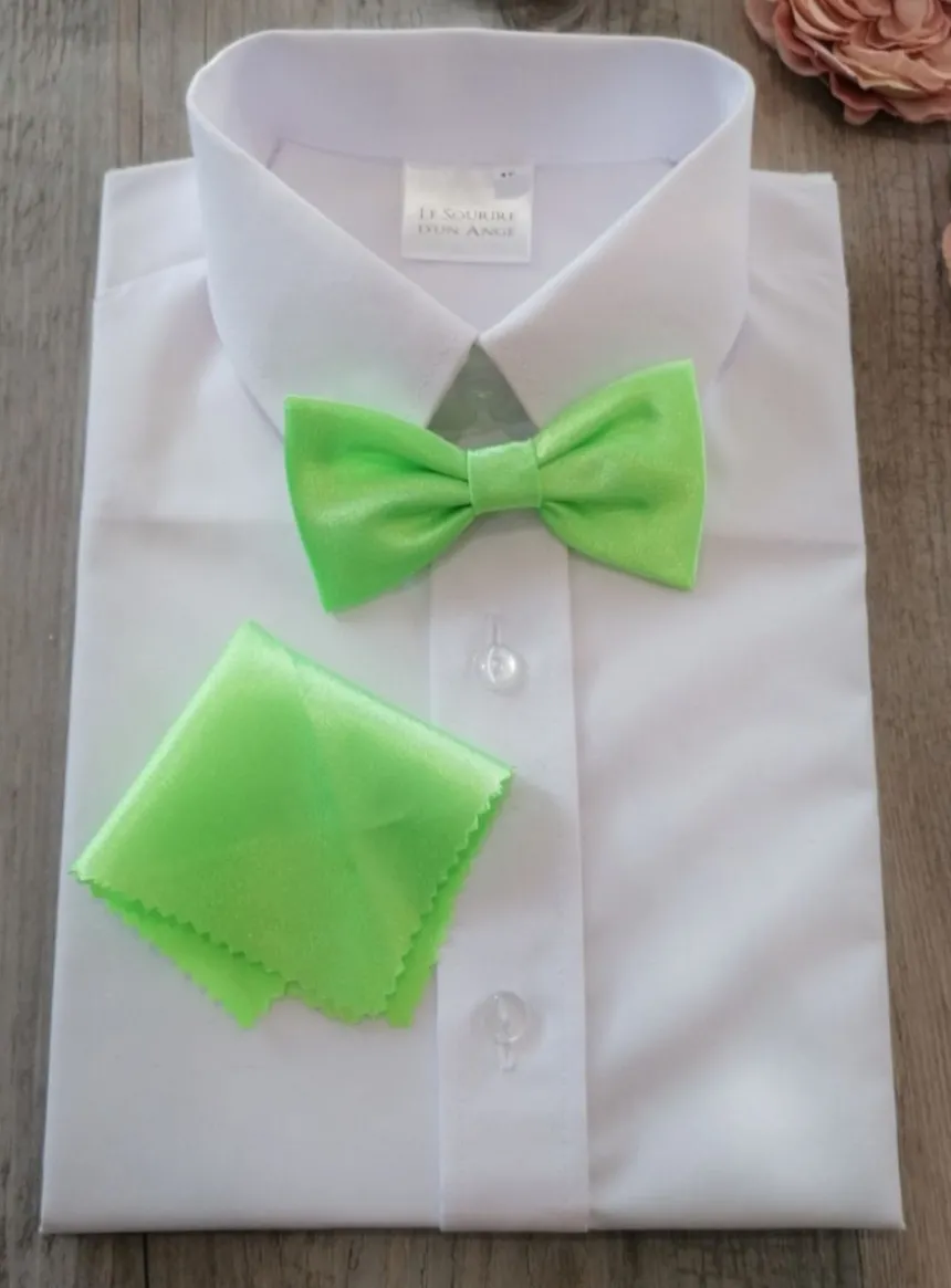 Noeud papillon enfant + pochette vert anis