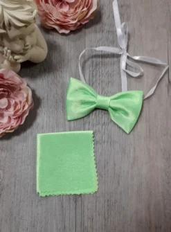 Noeud papillon enfant + pochette vert anis