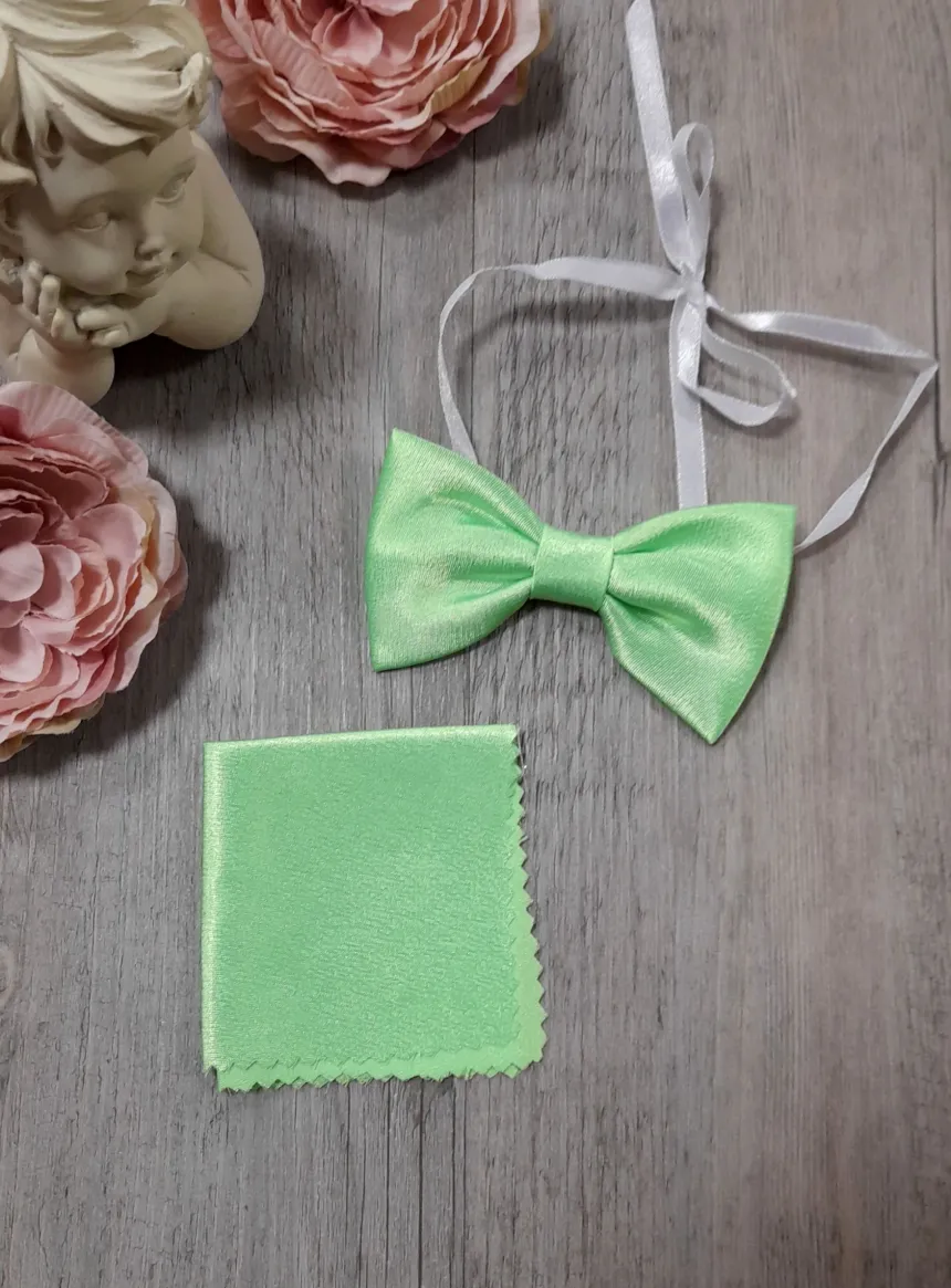 Noeud papillon enfant + pochette vert anis