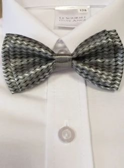 Noeud papillon enfant tissé gris Gris argent