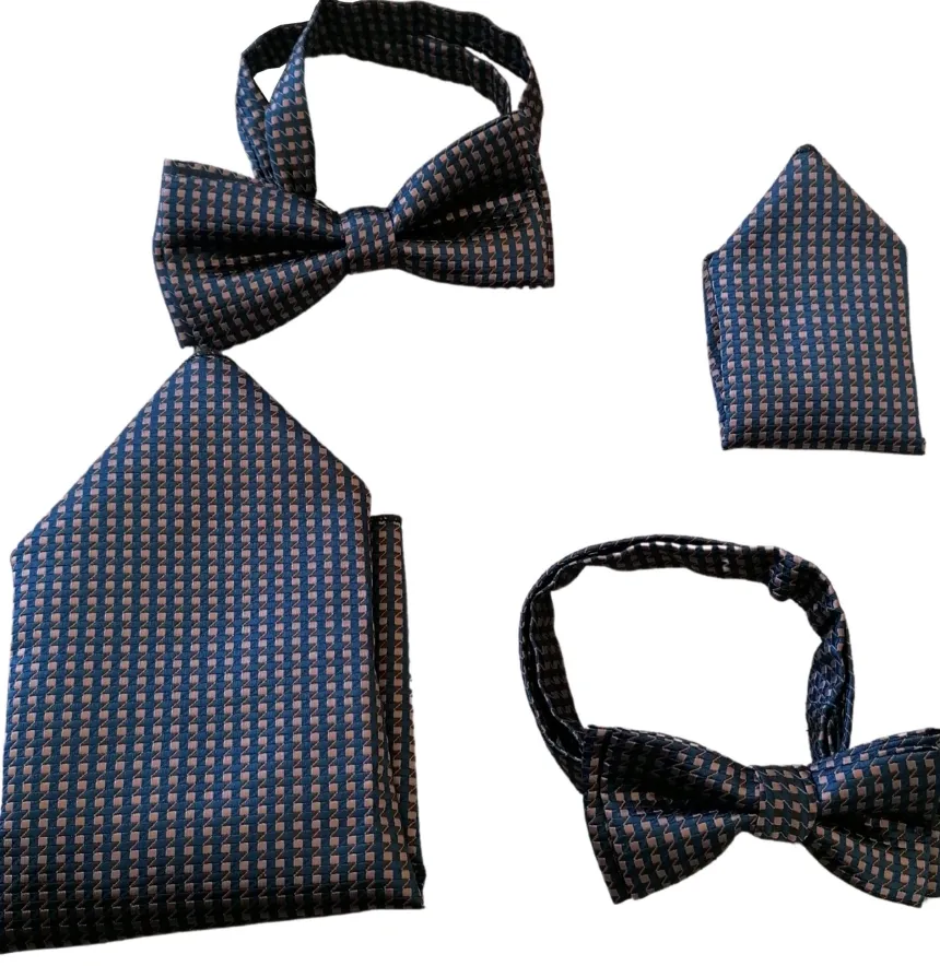 Noeud papillon père / fils marine & marron Bleu marine