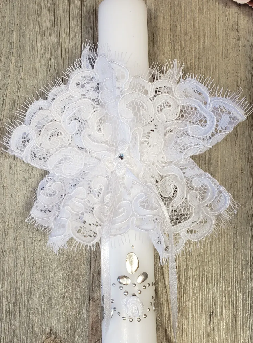 Noeud pour cierge dentelle Blanc