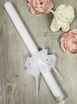 Nœud dentelle pour cierge Blanc