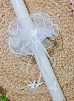 Nœud pour bougie ange et colombe Blanc