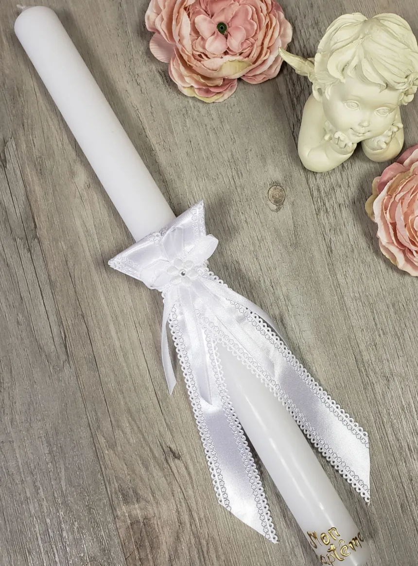 nœud pour bougie satiné Blanc