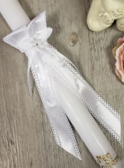 nœud pour bougie satiné Blanc